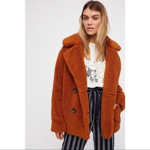 Free People Notch Collar Teddy Coat